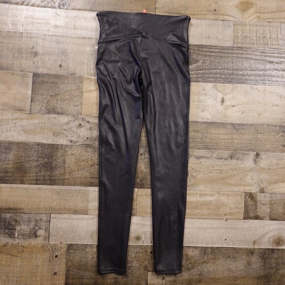 Spanx Faux Leather Leggings Women’s Medium Black High Rise Moto Chic - Picture 10 of 12
